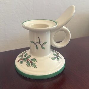 VINTAGE SPODE CHRISTMAS TREE 3" PORCELAIN CANDLE HOLDER ~ Made in England
